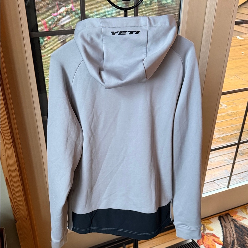 Yeti Cycles Mens Grey Black Full Zip Performance Fleece Hoodie Jacket Size Large - Picture 6 of 15